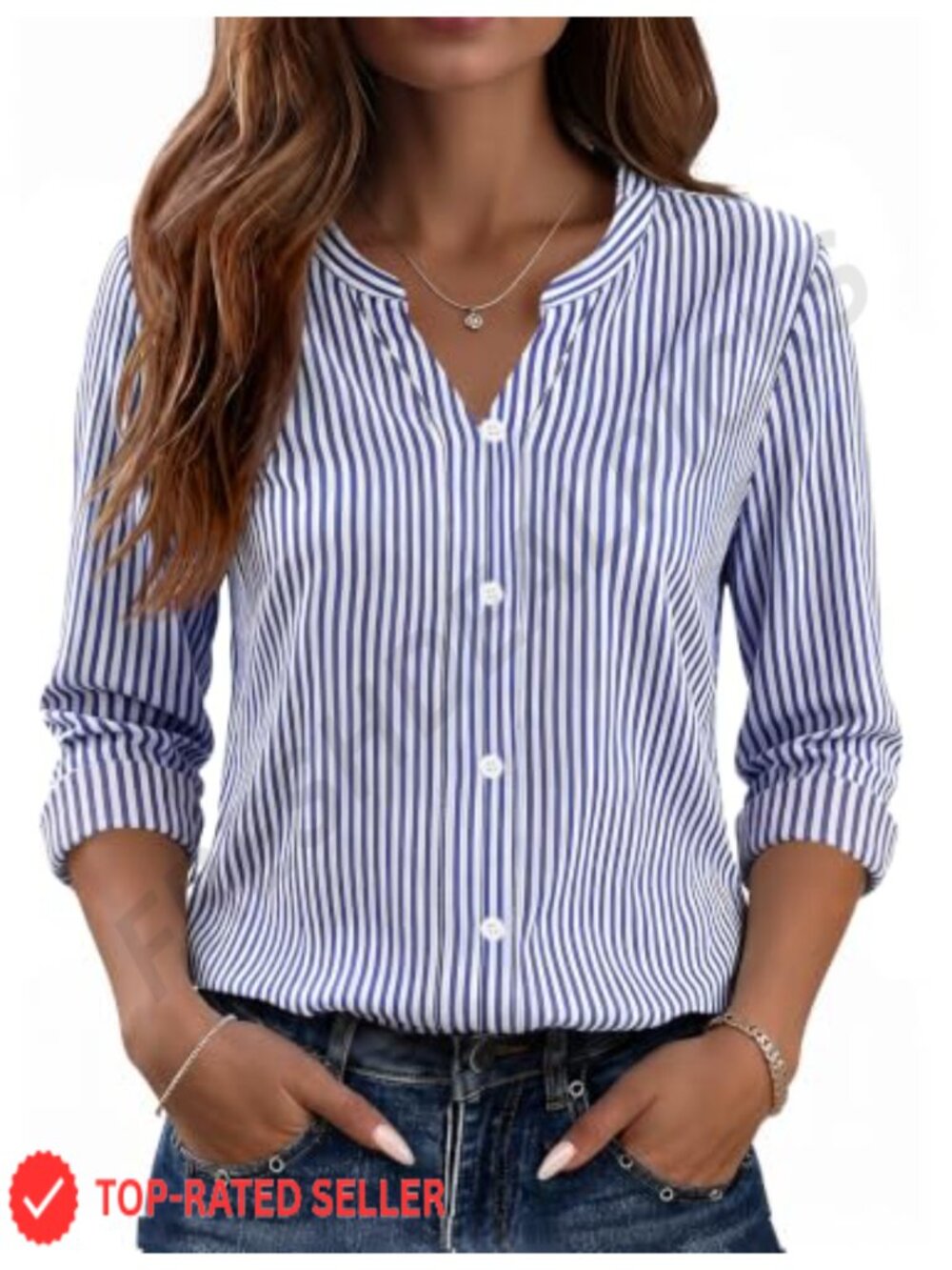 Women's Button Down Shirt Long Sleeve Blouse Work Casual Cotton